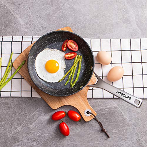HITECLIFE Frying Pan 8-inch, Nonstick Skillet, 5 Layers Chemical-Free Omelette Pan, Induction Small Cooking Pans, Oven & Dishwasher Safe, Black - Thumbnail 5