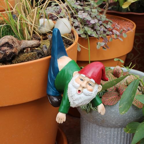 Gartenzwerge Gartendeko für Draußen Wetterfest, Garten Deko Gartenzwerg Figuren, Miniatur Zwerg Blumentopf Hänger Figur, Lustige Wichtel Deko Figuren, Gartenwichtel Harz Klettern Skulptur Für Außen – Bild 5