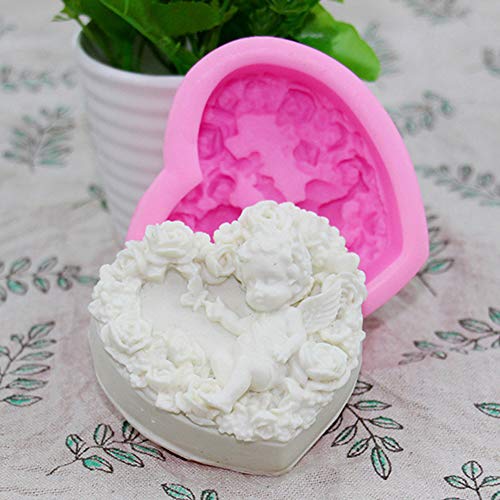 Heart-Shaped Cupid Angel Baby Silicone Resin Mold, Soap Making Mold Rose Flower Fondant Molds 3D Handmade Diy Craft Mould For Soap,Jelly Sugar,Chocolate, Candy,Cake Topper Decoration #TOP3