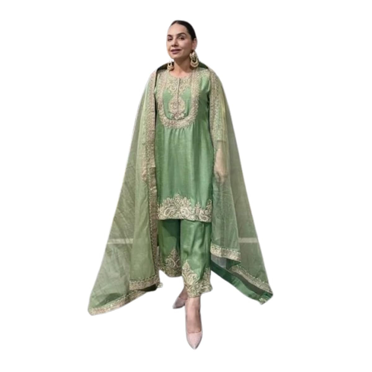 kanakfab Women's Chiffon FullStiched (SF24137-XXL Size Green XXL)-picture-21