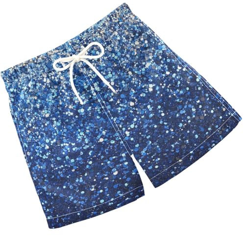 Pigsaly Boys Swim Trunks Cobalt Blue Gradient Flashing Glitter Boys Board Shorts Swimsuit Swimwear Summer Bathing Suit XS