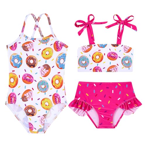 Image of Girls Swimsuit One-piece Bikini Set Two Sets Matching Bathing Suits 2-6T Adjustable Strap Summer Beach