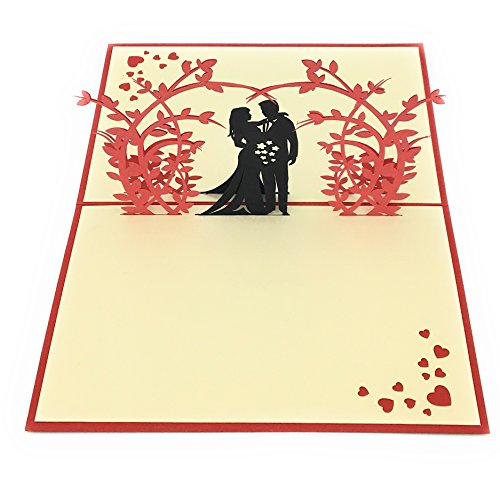 Wedding And Anniversary Handmade 3D Pop-Up Card With Romantic Couple Under An Arch Of Beautiful Flowers. Ideal Complement To Flowers For Delivery Valentines Day Gift I Love You #TOP1