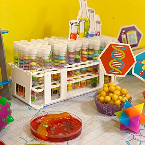 2 Pack 60 Holes Lab Test Tube Rack Holder for 16mm Test Tubes White Plastic Test Tube Rack for Scientific Experiments,Scientific Theme Party Decorations