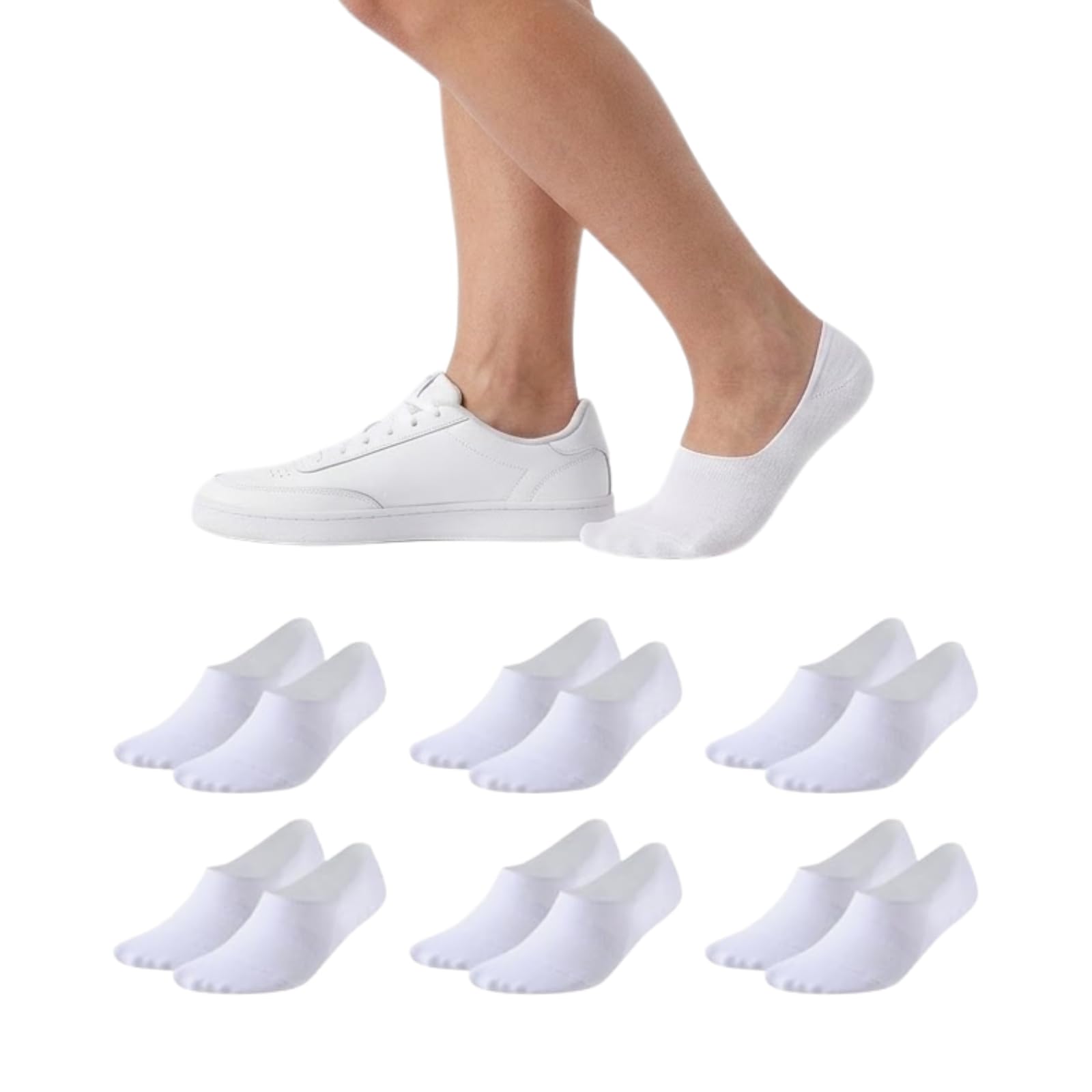 Chaussettes Courtes Invisibles – Pack économique pour Hommes et Femmes. Pinkies unisexes. 85% Coton. Respirantes, Antidérapantes, Anti-odeurs. Coloris variés. Lot de 6 Paires.