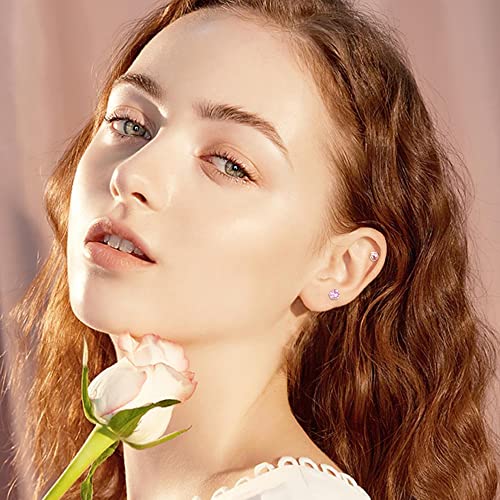 THUNARAZ Hypoallergenic Screwback Earrings Studs for Girls Women 316L Stainless Steel Cute Heart Hoop Earrings CZ Butterfly Turtle Screw Back Stud Earrings 20G4