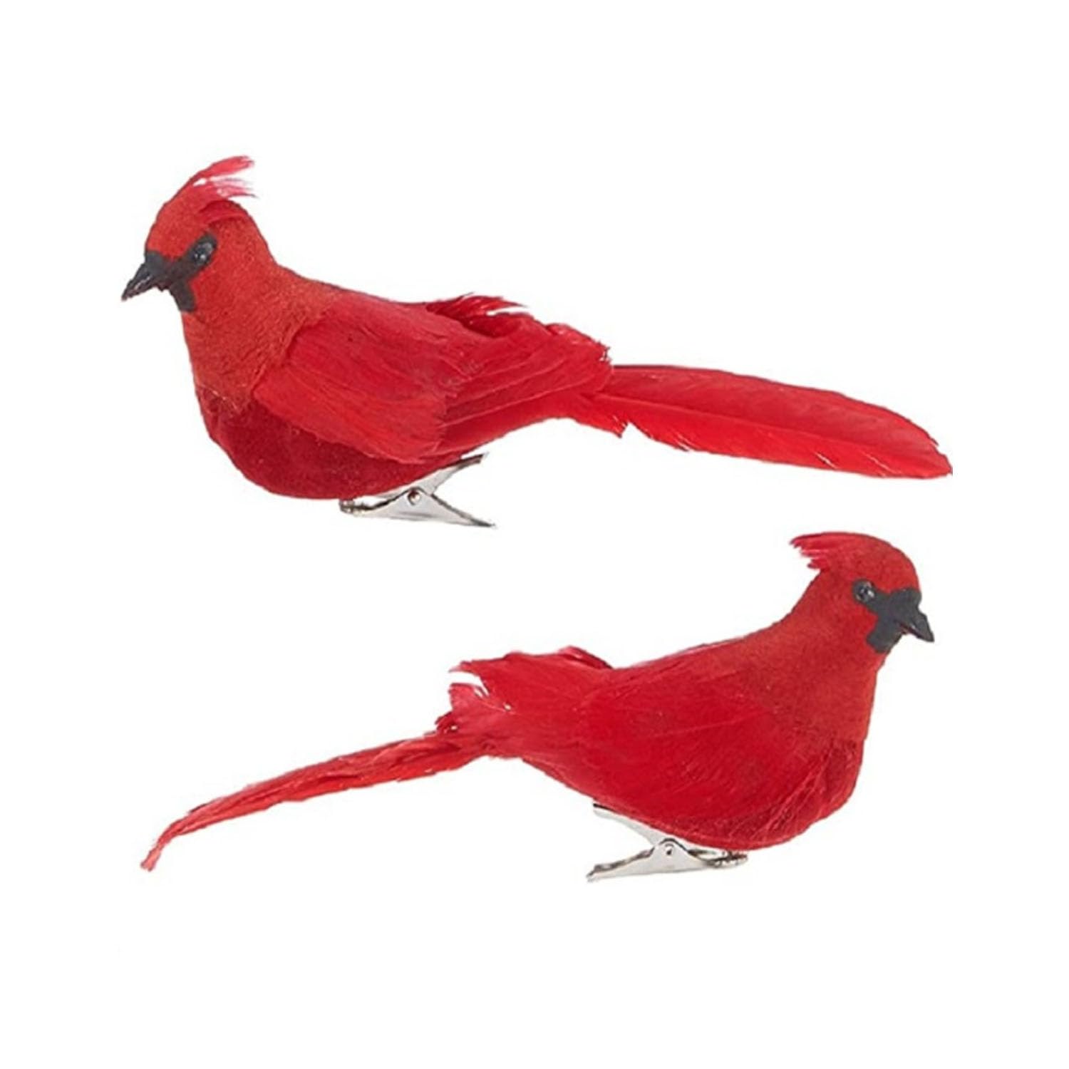 VUFVOID 7-inch Clip-On Cardinal Ornaments, Set of 2, Red cardinal christmas ornaments
