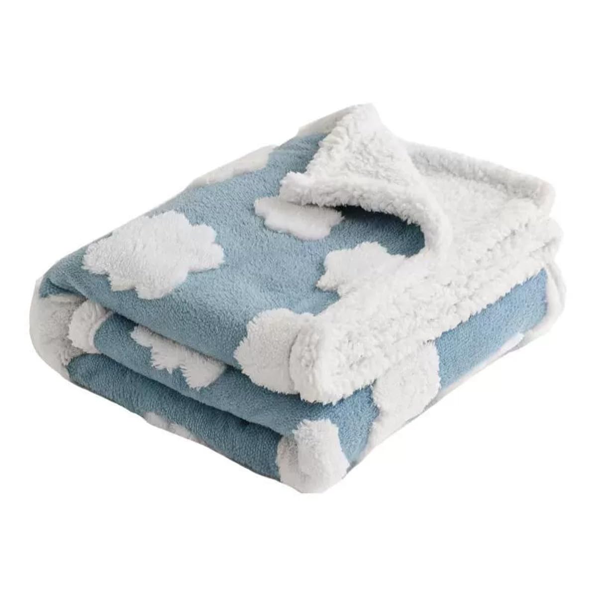 Waterproof Pet Blanket Jacquard Sherpa Fleece Dog Blankets, Washable Reversible Pet Sofa Bed Cover for Kitten Puppy, Warm Cat Dogs Throw Blanket (Blue Cloud,145x216cm)
