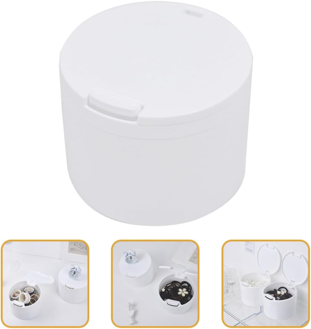 Cabilock 3pcs Plastic Cotton Swab Holders Lids for Bathroom and Dresser, Easy to Open and Close, White Small Storage Boxes to Keep Cotton Swabs and Toothpicks Clean and Organized