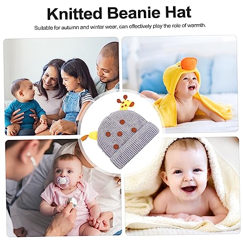 Homoyoyo 1pc Giraffe Wool Cap Hat Newborn Boy Girl Knitted Hat Warm Woolen Yarn Beanie Winter Fashion Accessory Grey3