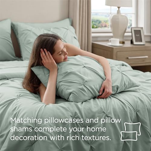 Image of Bedsure Full Size Comforter Sets Sage Green - Bed in a Bag Full Size Bedding Set 7 PCS, GentleSoft Bed Set Gift for Family, All Season Down Alternative Comforter with Sheets, Pillowcases & Shams