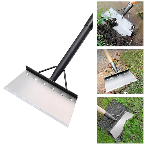 Image of Agrojen Heavy Duty Steel Cleaning Shovel (Scraper), Hand Weeder,Grass Weeder, Weed Removal, Weeding Spade, Clean Up Animal Waste, Large Metal Shovel Scraper with Iron Handle