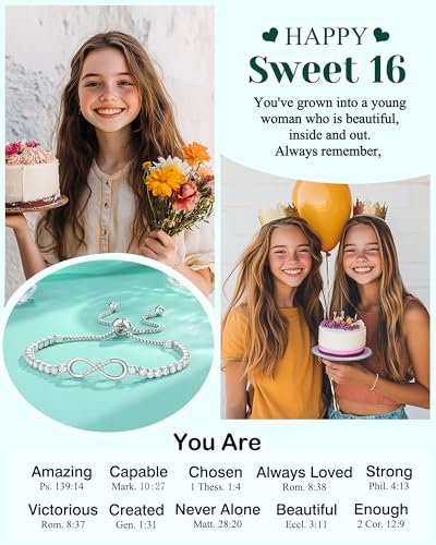Image of 13 /16 Year Old Girl Birthday Gift Ideas, Infinity Cross Bracelet for Teenager