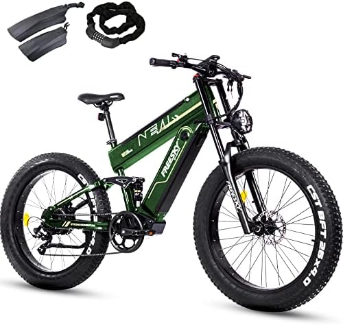 FREESKY Electric Bike for Adults, 1000W BAFANG Motor Dual Battery 26”Fat Tire E-Bicycle, Full Suspension E Mountain Bike 35MPH Long Range Fast Ebikes