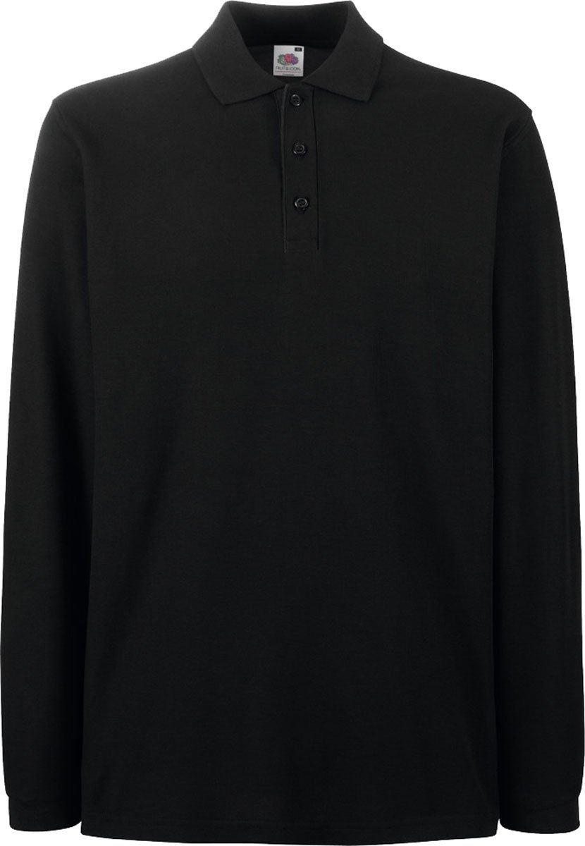 Fruit of The Loom Premium Long Sleeve Polo Shirt Black 2XL