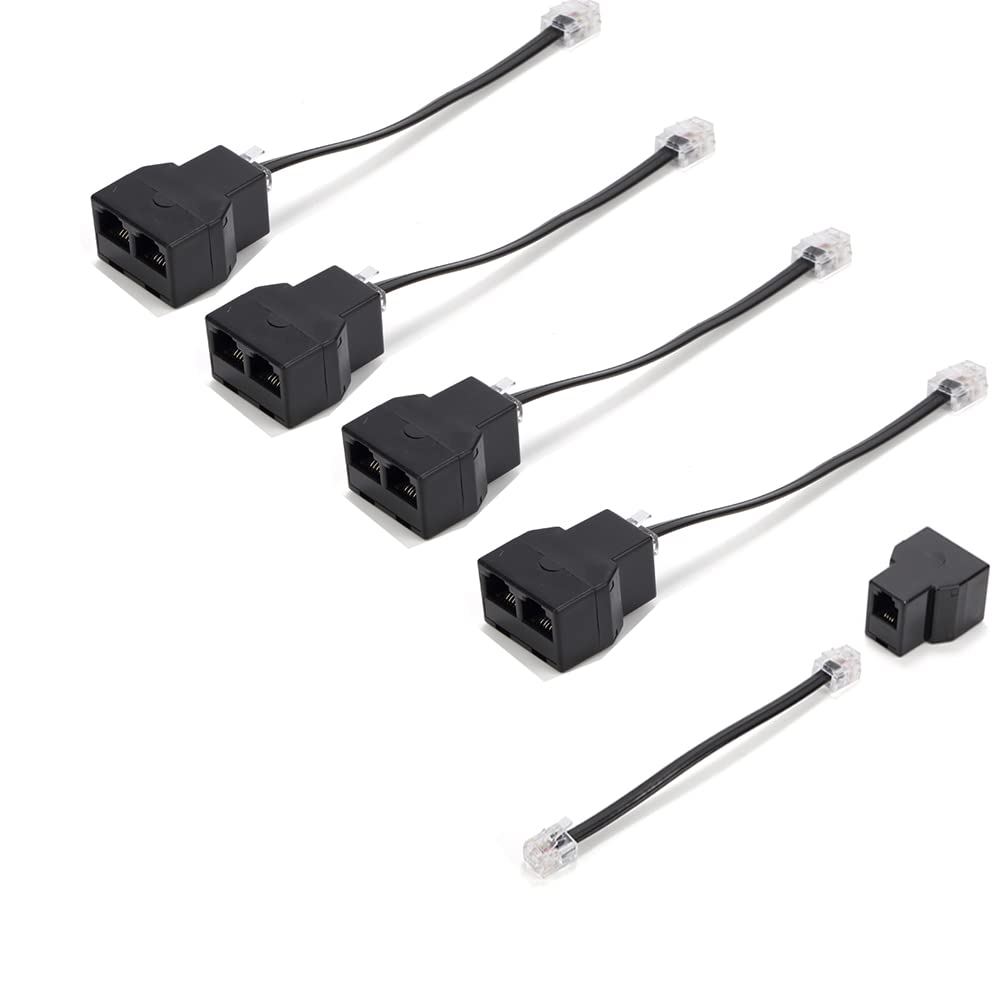Répartiteur de ligne téléphonique, répartiteur téléphonique, avec prises RJ11 6P4C, convient pour téléphone, télécopieur (noir)
