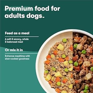   Jinx-Homemades-Natural-Wet-Food-and-Meal-Topper-or-Mix-in-Made-with-Natural-Chicken-Bone-Broth-Brown-Rice-Biotin-No-Fillers-for-Adult-Senior-Dogs-9-oz-Pouches-12-Pack-Beef-Chicken