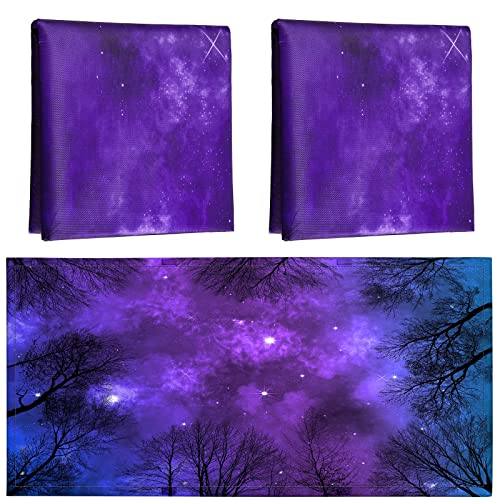 Image of Hortsun Pack of 2 Fluorescent Light Covers 4 x 2 Feet Magnetic Ceiling Light Cover Room Supplies for Home Office(Forest Galaxy)