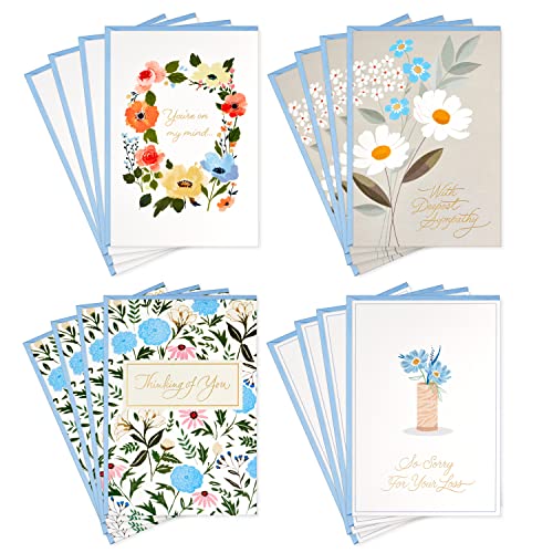 Cartes de condoléances motif fleurs peintes Hallmark pour écrire vos messages de soutien