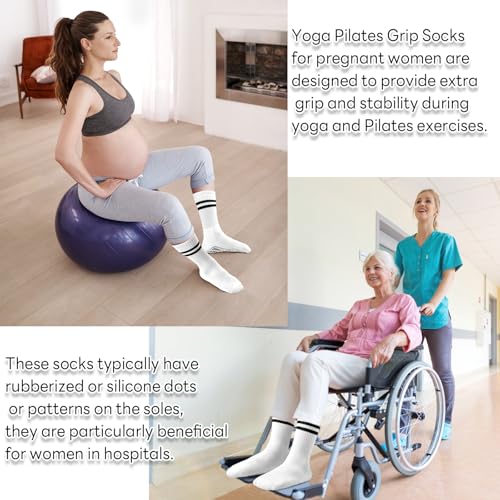 ELUTONG Yoga Pilates Grip Socks for Women Non slip Barre Ballet Athletic Workout Barefoot Hospital Sticky Grippers Socks4