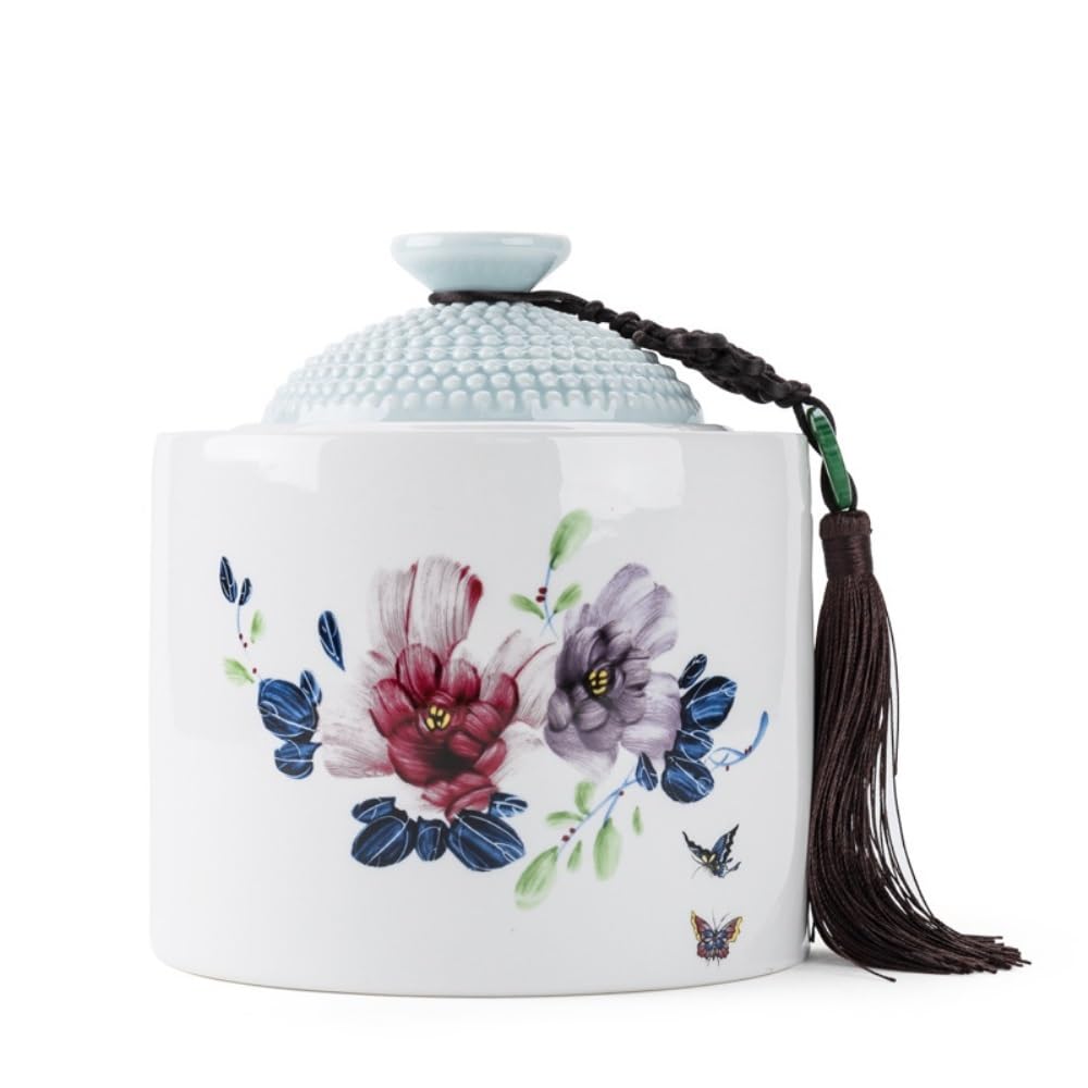 HLTYGWX Pojemnik na herbatę ceramiczny luzem pojemnik do przechowywania herbaty słoik domowy szczelnie zamknię słoik zestaw do herbaty czarno-zielona herbata słoik do przechowywania pojedynczy słoik