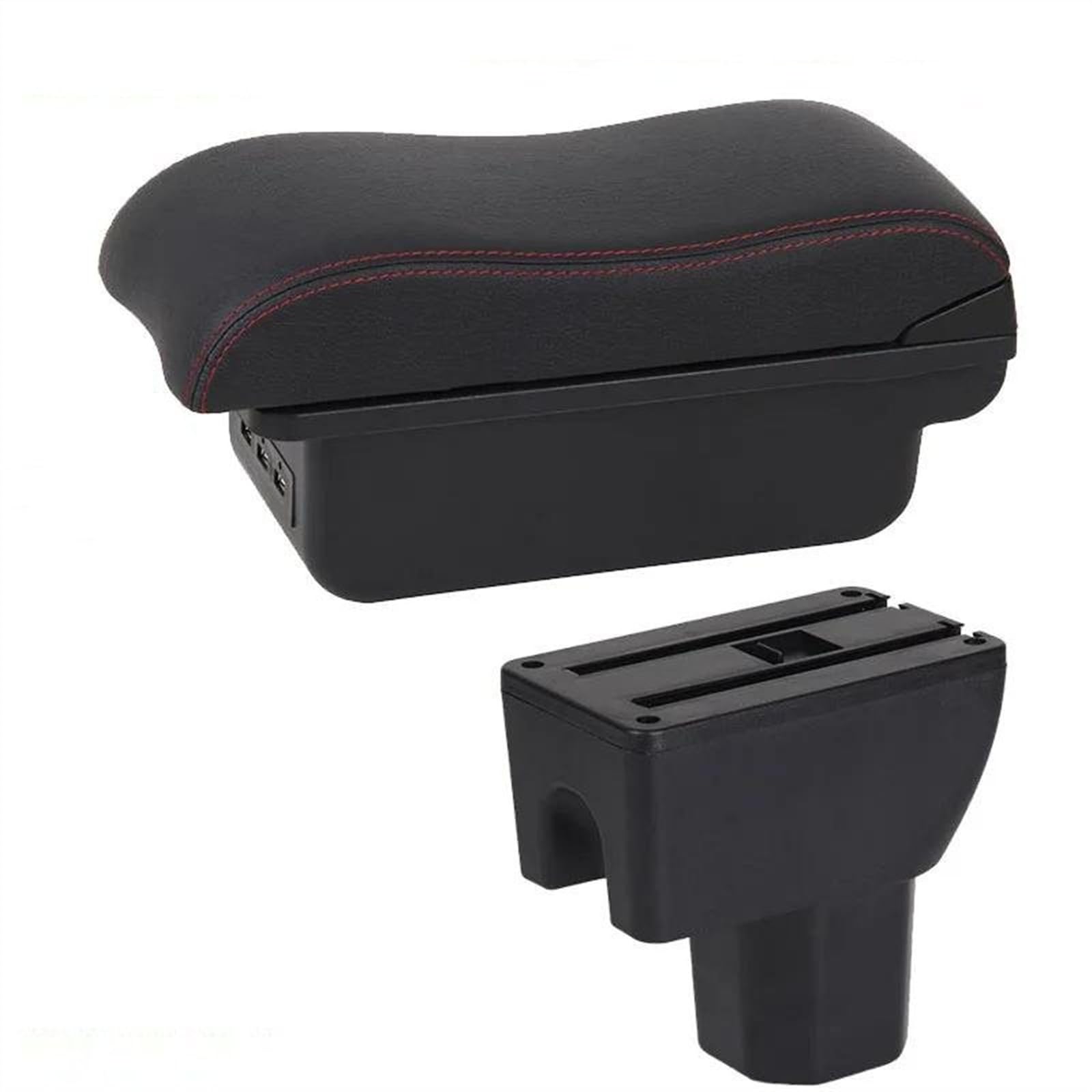 NMJLQW Storage Rack Car Center Console Storage Box Multifunctional Armrest Storage Box Interior Accessories For Suzuki For IGNIS(1 Black red 3USB)