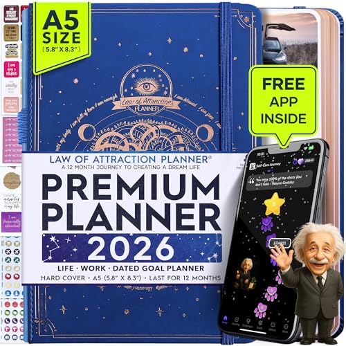 Law of Attraction Planner 2026 with Panduo App - Weekly & Monthly Goal Setting Planner to Increase Productivity | Life & Gratitude Journal, Include Foldable Vision Board, Gift Box & Stickers