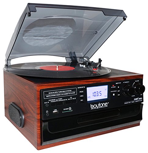 Boytone BT-22M, Bluetooth Record Player Turntable, AM/FM Radio, Cassette, CD Player, 2 Built in Speaker, Ability to Convert Vinyl, Radio, Cassette, CD to MP3 Without a Computer, SD Slot, USB, AUX - Les Beatles, Paul McCartney, John Lennon, RIngo Starr, George Harrison Boytone BT-22M, Bluetooth Record Player Turntable, AM/FM Radio, Cassette, CD Player, 2 Built in Speaker, Ability to Convert Vinyl, Radio, Cassette, CD to MP3 Without a Computer, SD Slot, USB, AUX – Image 5