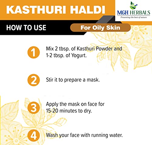 Image of MGH Herbals Kasturi Haldi Powder for face (100 grams) | Wild turmeric powder for glowing skin| Kasturi Manjal | 100% Natural, Chemical-free, Perseverative-free, Non-GMO)