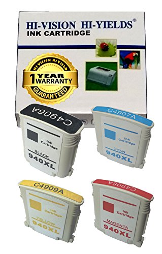 HI-VISION HI-YIELDS Compatible Ink Cartridge Replacement for Hewlett-Packard (HP) 940XL (1 Black, 1 Cyan, 1 Yellow, 1 Magenta, 4-Pack)