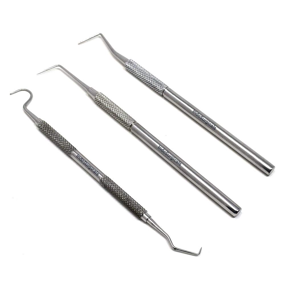IS IndoSurgicals Stainless Steel Dental Probe Set Of 3,Silver