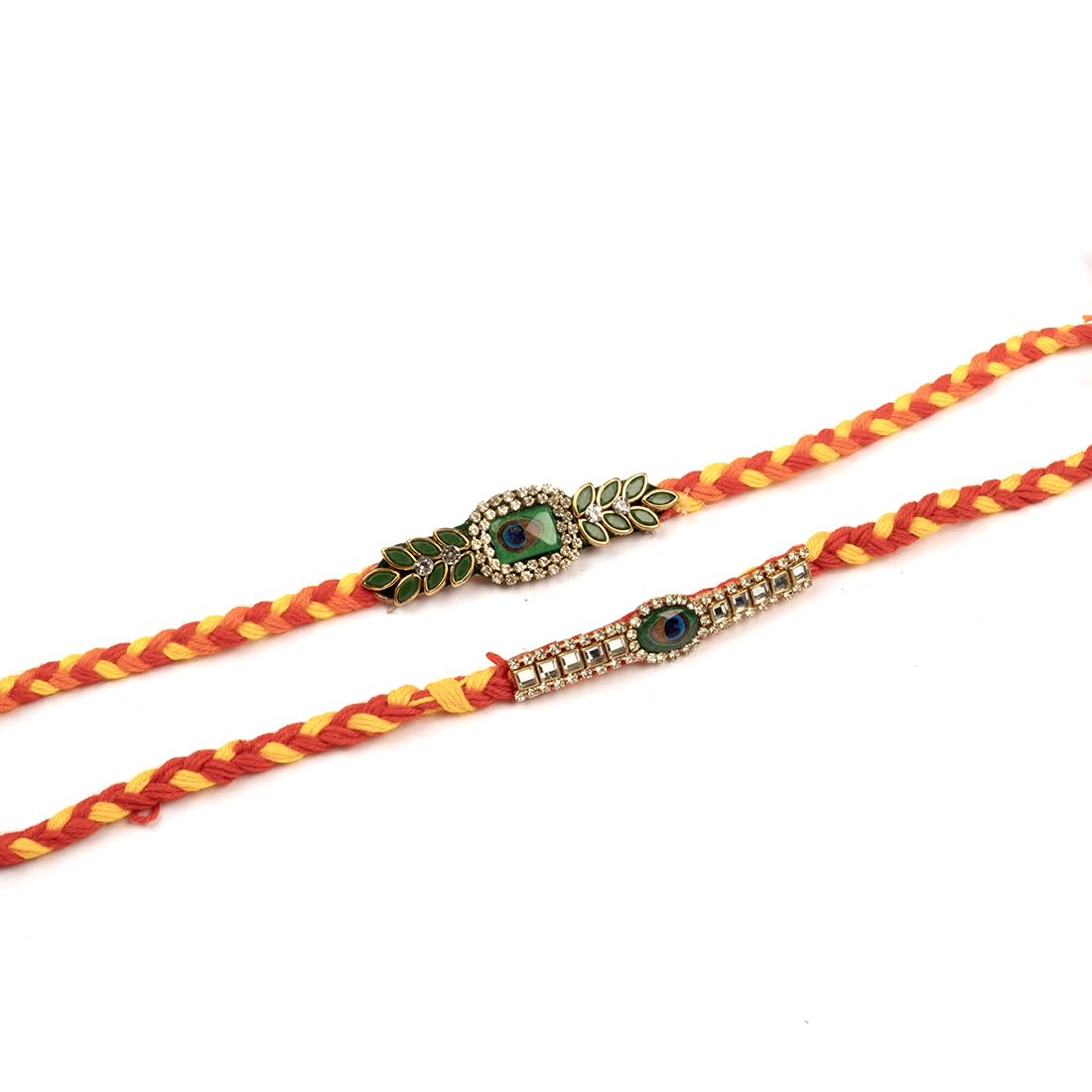 SAPTRISHI Traditional Handmade Beaded Rakhi For Raksha Bandhan| Hand Bracelet For Brother| Wrist Band For Bhaiya & Bhabhi | Trendy Combination Designs Protective Thread Combo-Set Of 2