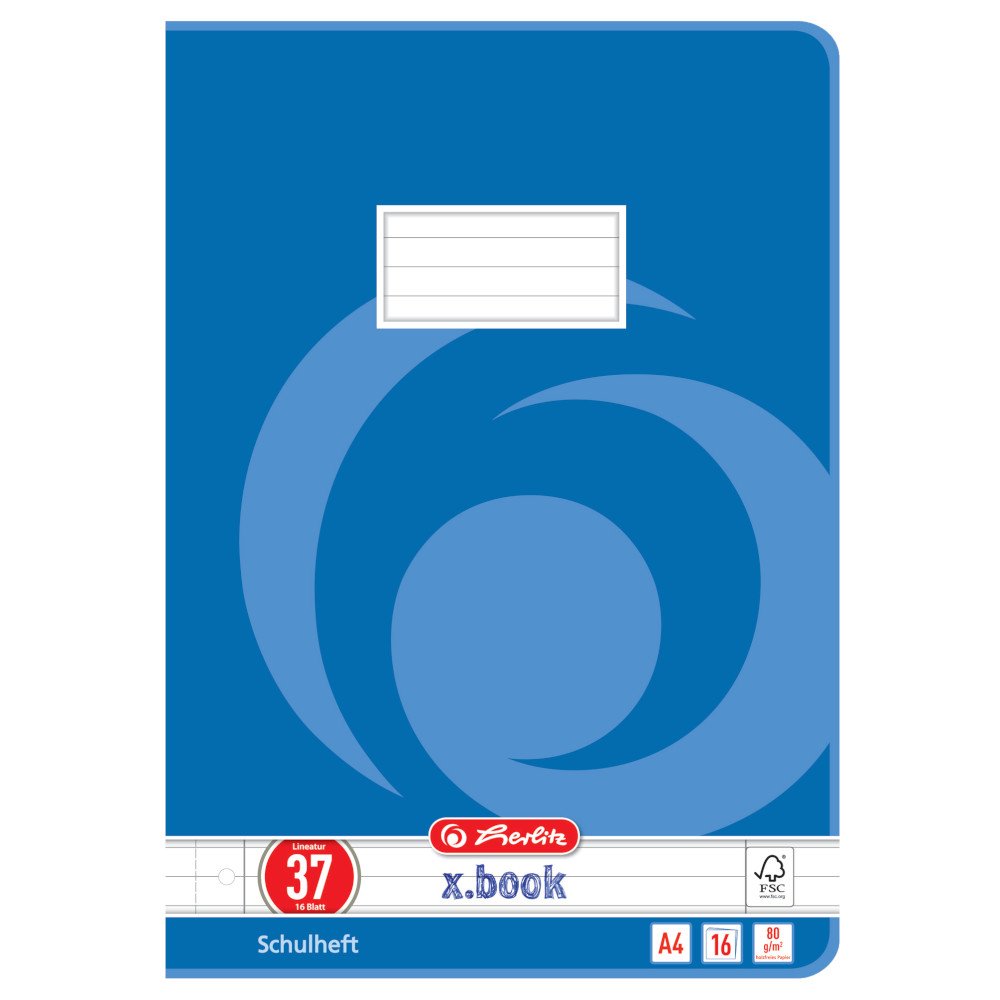 Herlitz notepads A4 Squared, 16 Sheets, line Style, FSC Mixed Wood, Pack of 10 with Motif Lineature 38