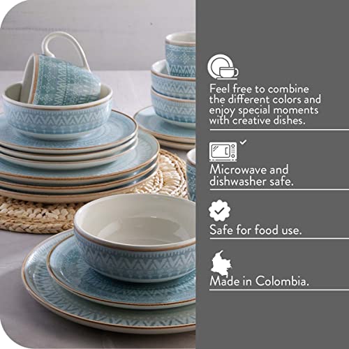 Corona Dinnerware Set 16-Pieces Earthenware | Congo | Hand-Painted | Set De Vajilla 4 Puestos | 16 Piezas | Ceramica | Artisan Decor #TOP2