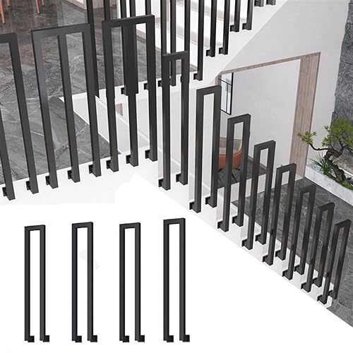 Garde-corps extérieur en fer forgé noir structure carrée robuste en U/M - 2
