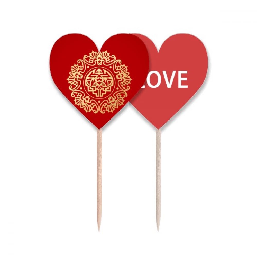 Cure-dents chinois rond pour apéritif chic et décoration de table Love Heart