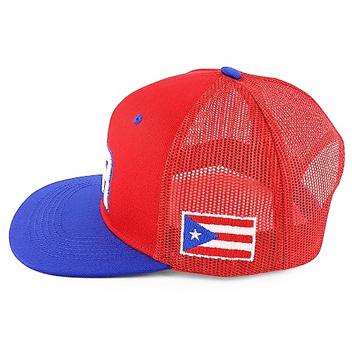 Image of Trendy Apparel Shop PR 3D Embroidered Snapback Trucker Cap with Puerto Rico Flag