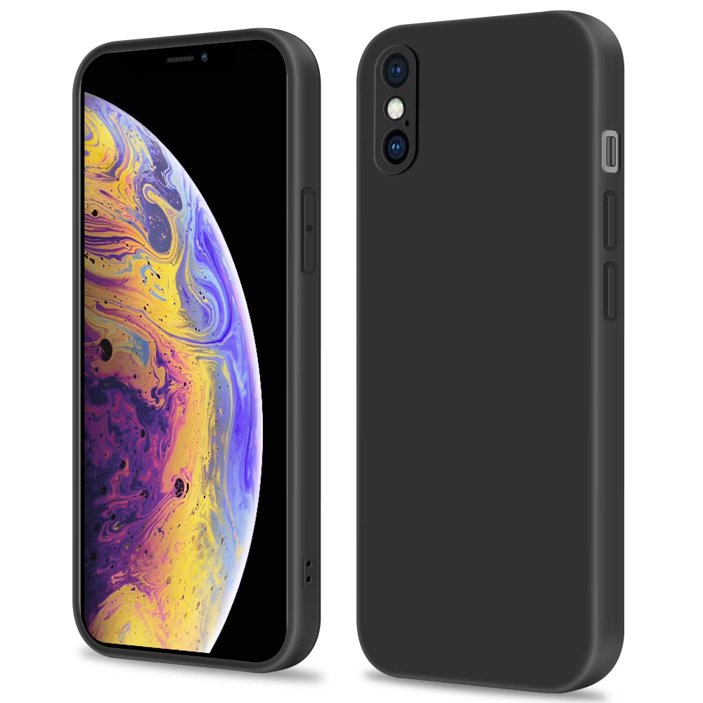 INFOSUN Compatible with apple iPhone Xs Max Full Coverage for Protective Case, Ultra Slim Soft Silicone Gel TPU Cover, Matte Surface Ultra-Thin Case, for iPhone iPhone Xs Max (Black)