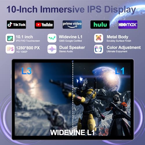 Image of 2026 Android 15 Tablet with Keyboard | Gemini AI, 30GB+128GB Octa-Core Electronics Tablets w / 10 Inch IPS HD Display, 8000mAh, 5G WiFi, 1TB Expand, Mouse+Case, BT 5.0, Widevine L1, Metal Body -Purple