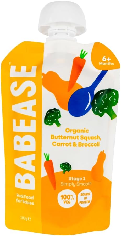 Babease Organic Butternut Squash, Carrot & Broccoli - Stage One Baby Food, 100G