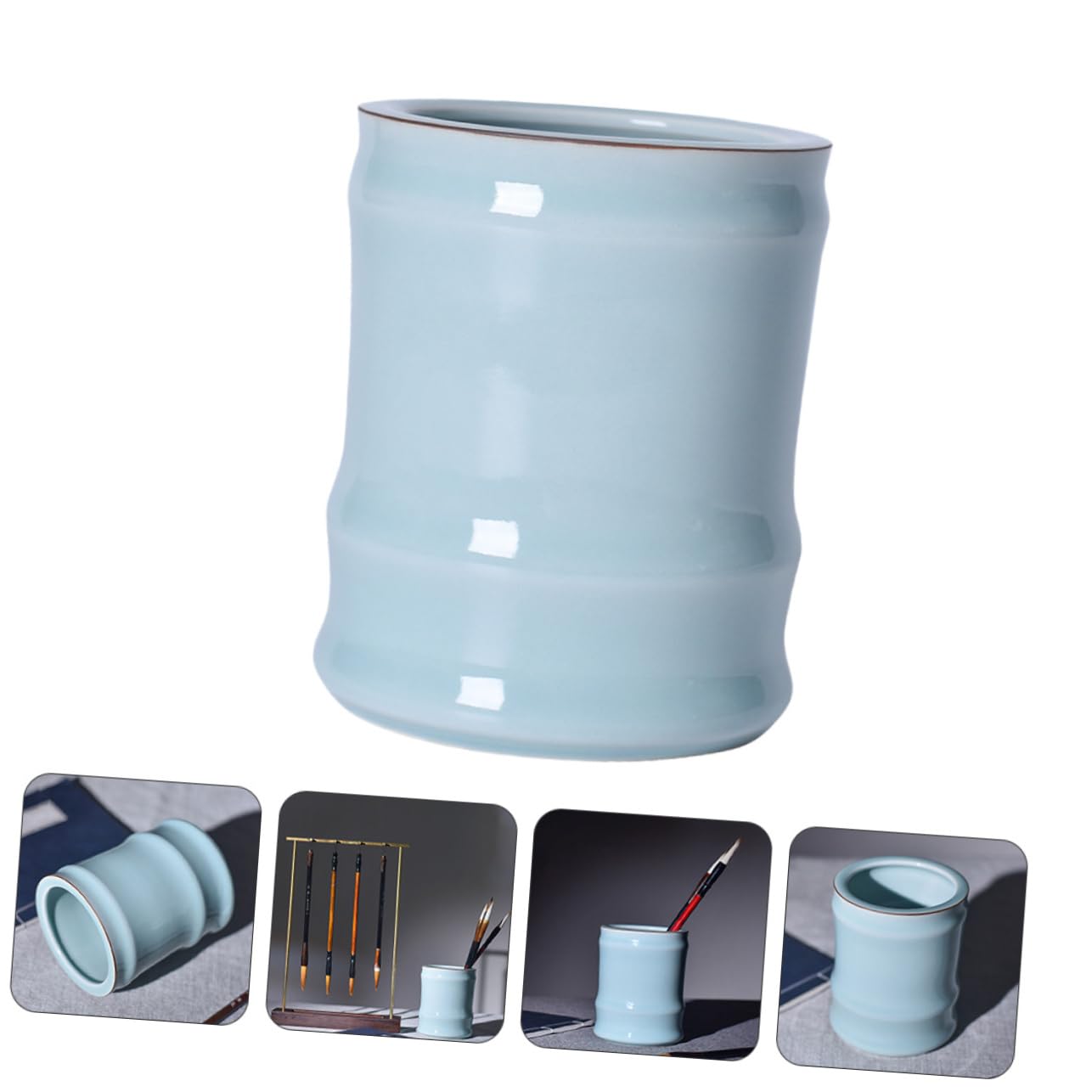 Stiftehalter aus Keramik, Zylindrisch, Groß, Elegant für Schreibtisch