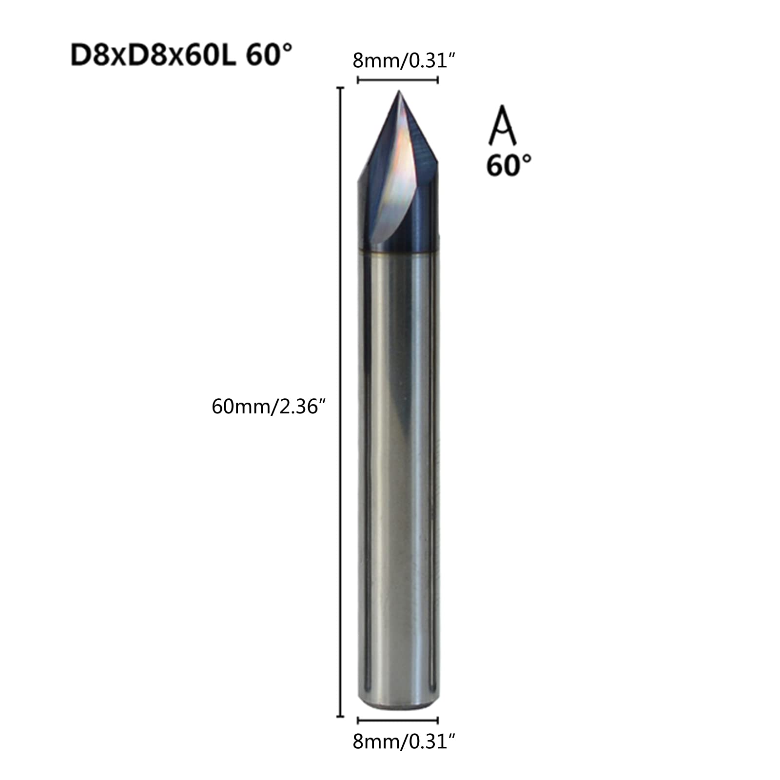 Fresa de chaflán de 3 flautas de 2 a 12 mm, 60 grados, fresadora de extremo biselado, fresado de grabado