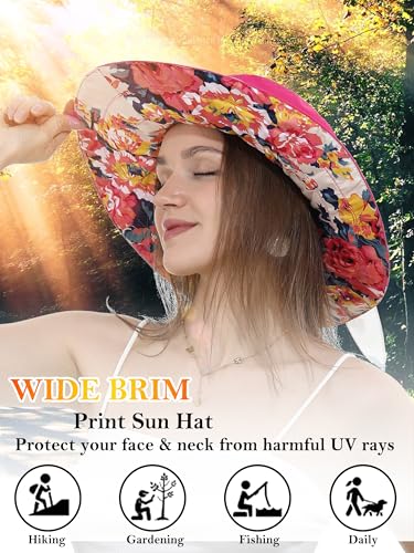 Sombrero de Sol Mujer Estampado Floral Verano Ala Ancha miniatura 4