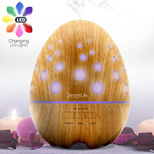 SereneLife SereneLife-2-in-1 Aroma Diffuser & Humidifier with Warm Glowing LED Lights Brown (SLFRSHAR14)