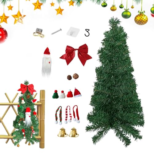 Corona de Navidad grande, con gnomo de lazo, decoración navideña | Pequeño colgador de puerta de árbol de Navidad, para sala de estar al aire libre, dormitorio, granja, chimenea, oficina, restaurante