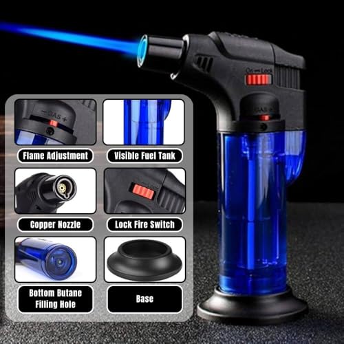 Image of Jet Flame Refillable Gas Lighter for Kitchen - Windproof Pocket Lighter For BBQs, Bonfire, Candle, Easy to Use (Multicolor, Pack of 1)