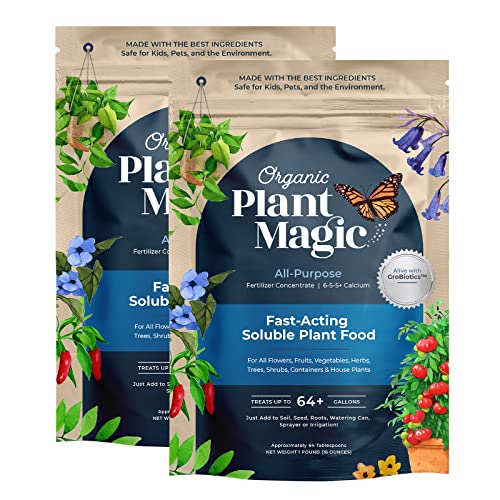Image of Organic Plant Magic Fertilizer Plant Food for Garden House Plant 1lb 2 Pack | Makes 128+ Gal of Organic Water Soluble Fertilizer for Plant Growth use on Vegetables, Flowers, Gardens & Indoor House Plants
