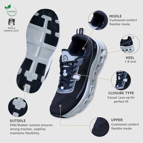 Image of Neeman's Hexa Glide Sneakers for Men | Sporty Lace-Up Shoes with Adaptive Mesh Upper, CloudSurge Foam Insole, Kinetic Cushioning Pods, Lightweight EVA Sole