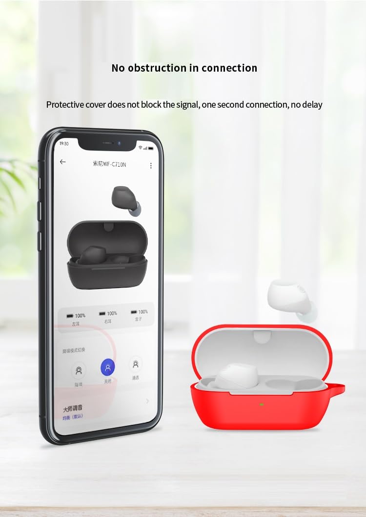 FTRONGRT Etui kompatybilne z Sony WF-C710N Amortyzujące wstrząsy silikonowe etui na słuchawki Bluetooth kompatybilne z Sony WF-C710N czarne