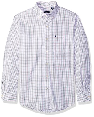 IZOD Men's Essential Tattersal Long Sleeve Shirt, Cinnibar, Small